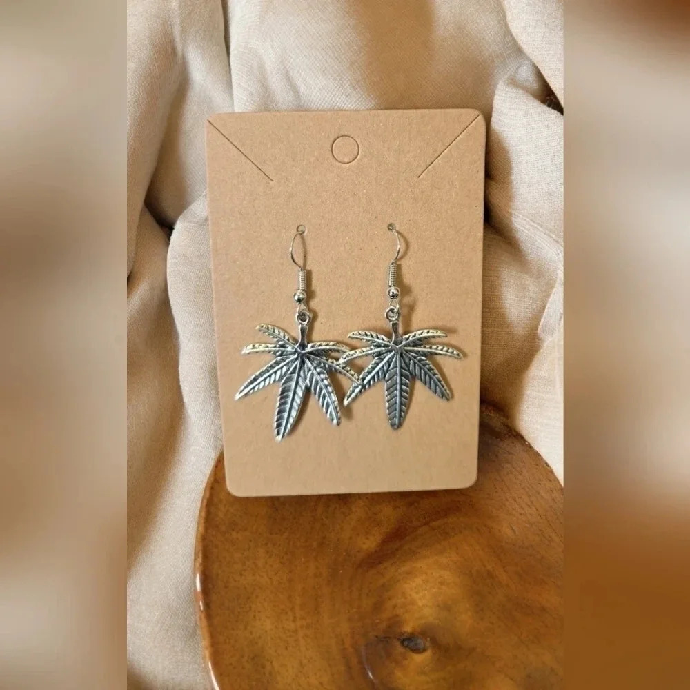Silver Plated Leaf Dangle Earrings
